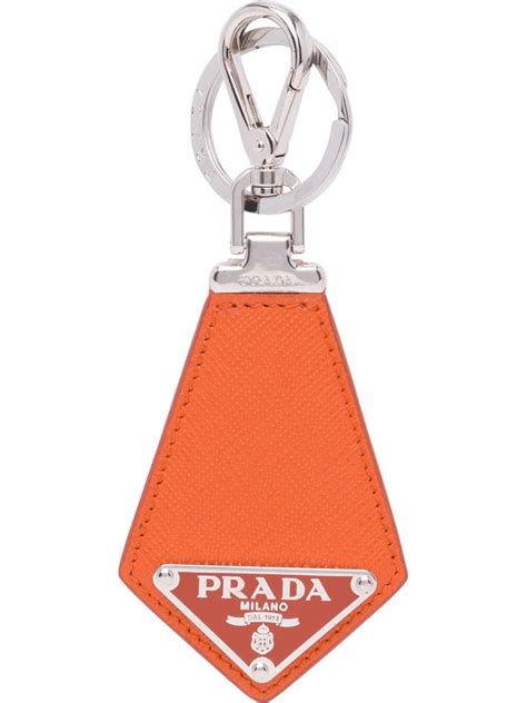 prada logo plaque keyring|Prada leather keychain.